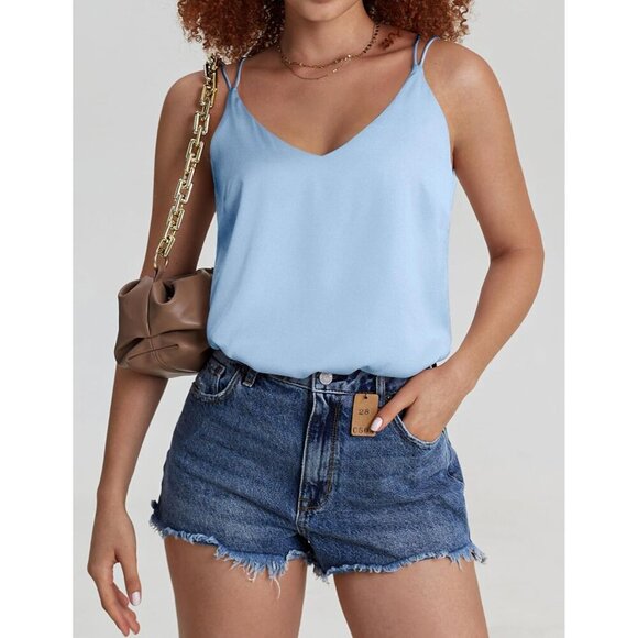 Soft & Stylish Women's Silk Satin Tank Top - Sleeveless V Neck Design - Size S - Picture 2 of 5